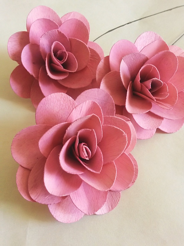 Wooden rose 8 cm stopka lila