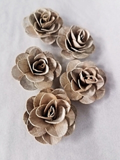 Wooden rose  4 cm Stonewash  white loose