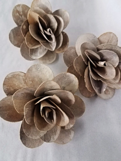 Wooden rose  8 cm Stonewash  white loose