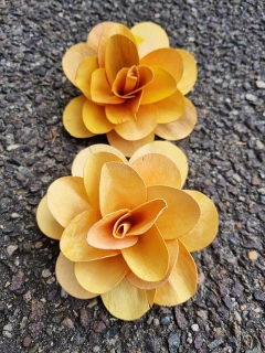 Wooden rose 12 cm bleach cream loose