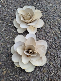 Wooden rose 12 cm natural stonewash loose
